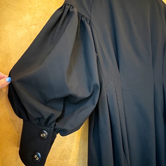 Badgley Mischka Black Midi Dress with Balloon Sleeves - Picture 5 of 14